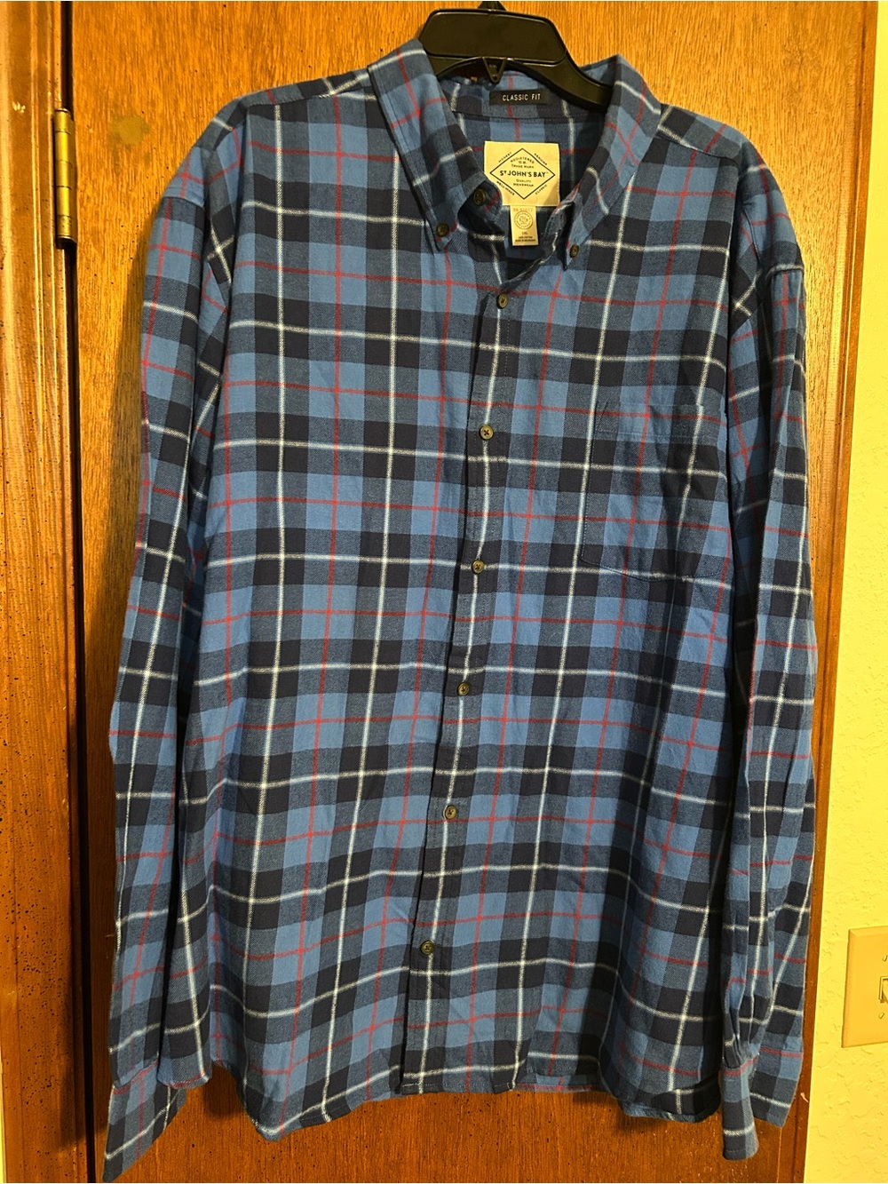 St. John's Bay Blue Plaid Long-Sleeve Button-Down Shirt
